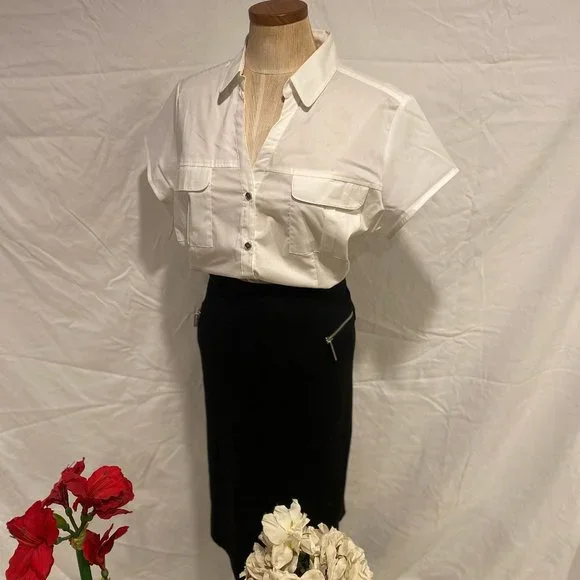 George White Button Up Blouse - Picture 3 of 3